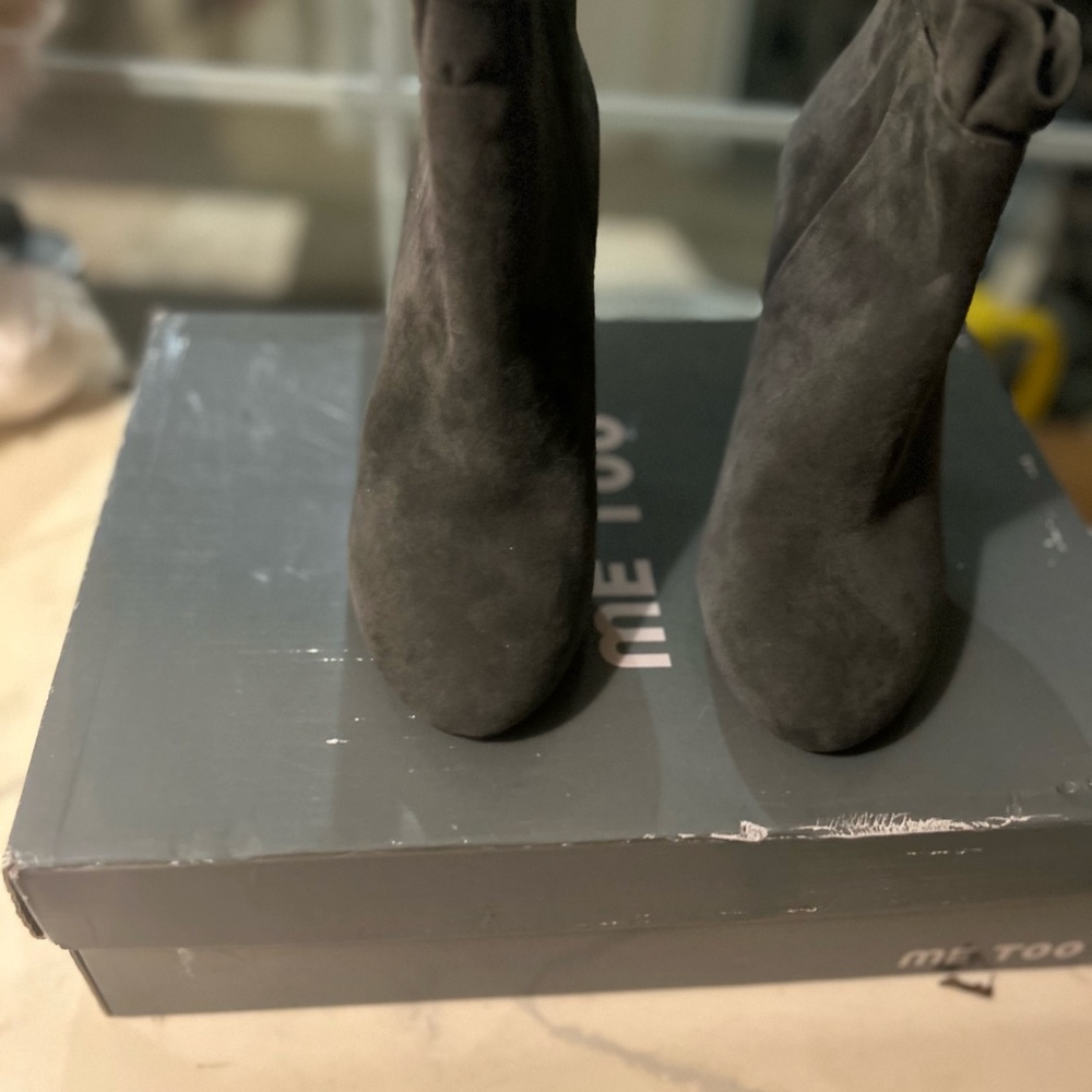Me Too Gray Ankle Booties with Suede Finish